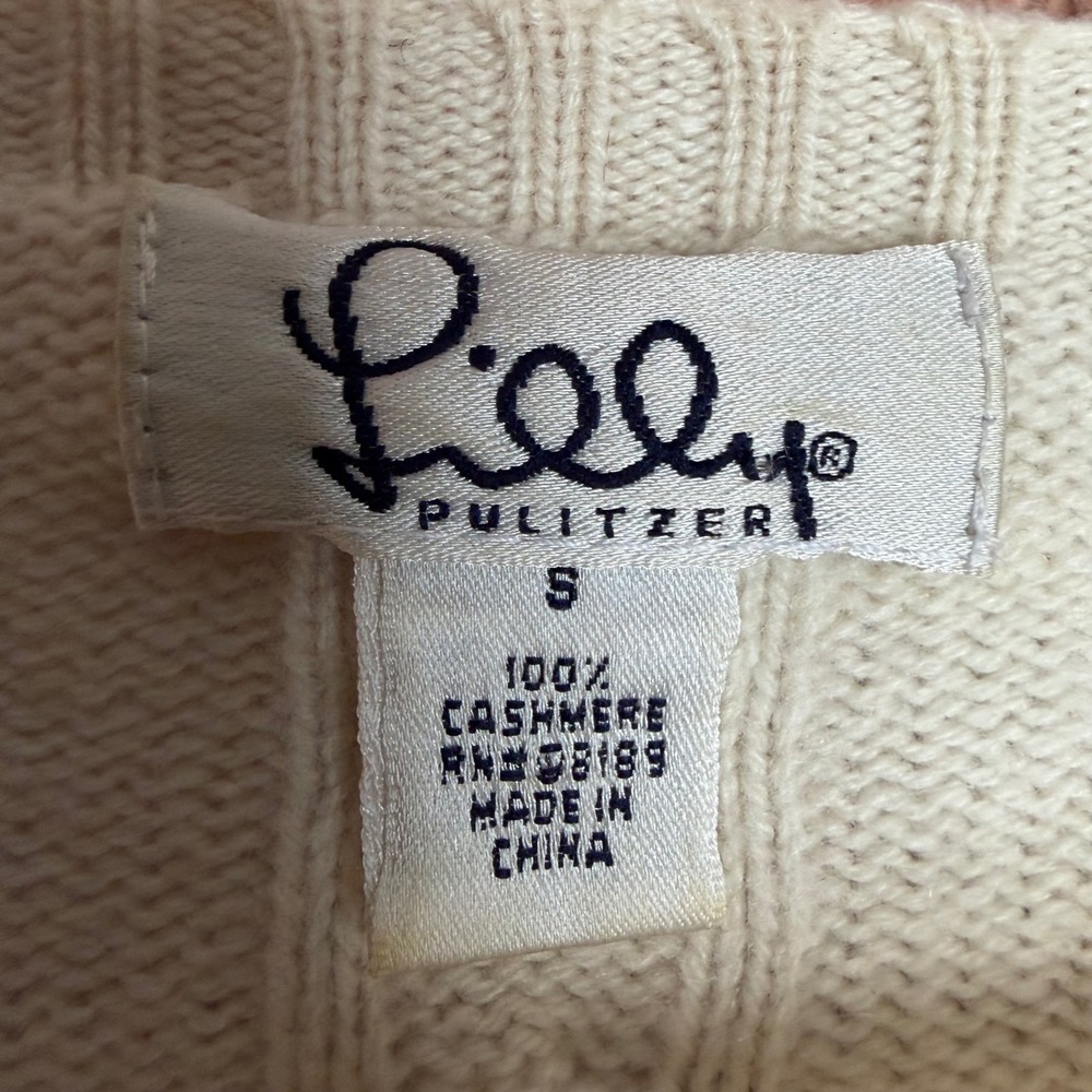 Lilly Pulitzer Sweater Cable Knit Cashmere Preppy Cozy Classic Cottage Small - Picture 7 of 9